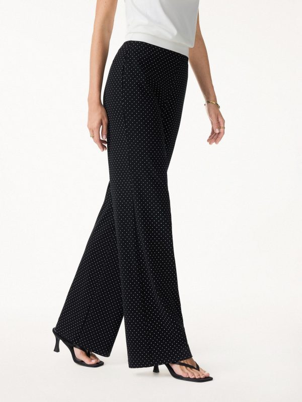 Stretch Cotton Polka Dot Wide Leg Pull-On Pants with Pockets Limited Edition