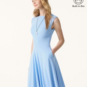 SkinKiss Boatneck Wide Shoulder Bra Dress with Pockets - Image 7