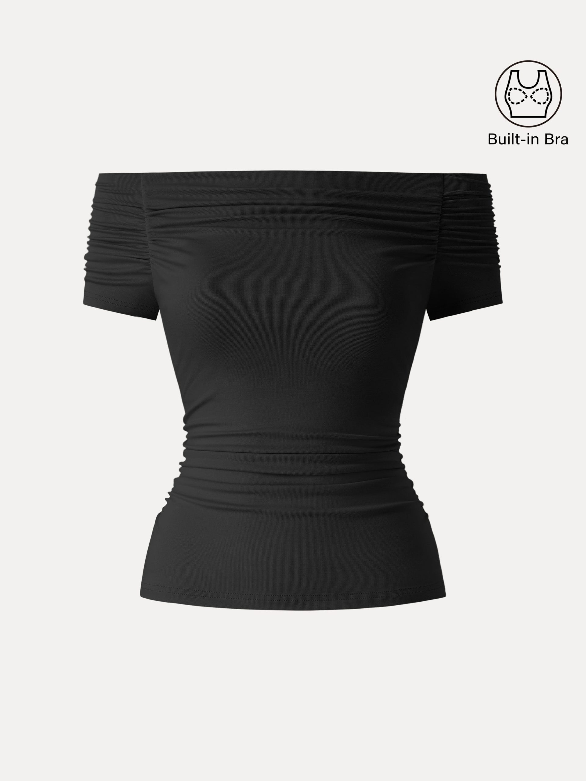 Stretch Lyocell Off-Shoulder Ruched Bra Top - Image 2