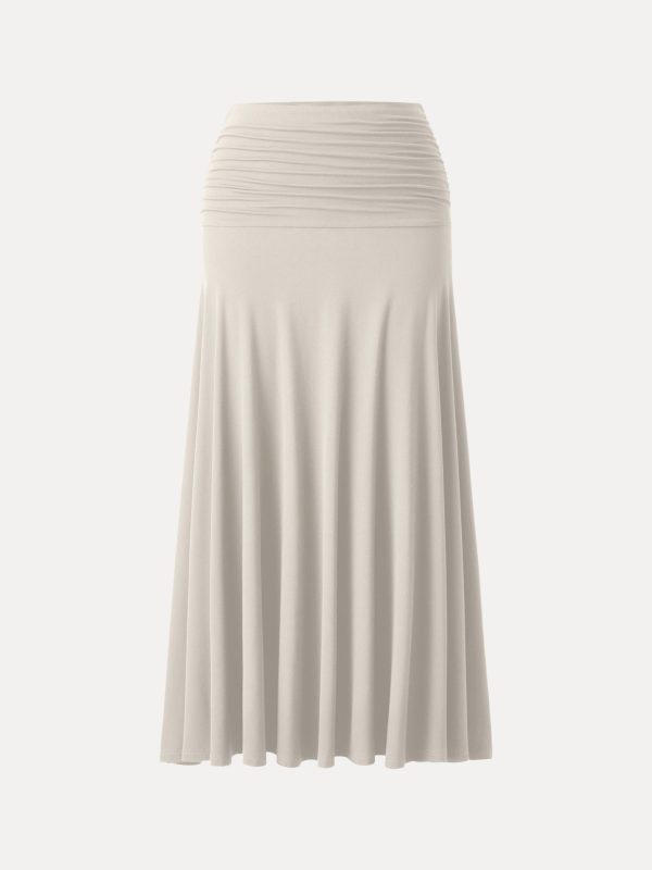 Ultrasoft Mid Rise A-line Ruched Maxi Skirt