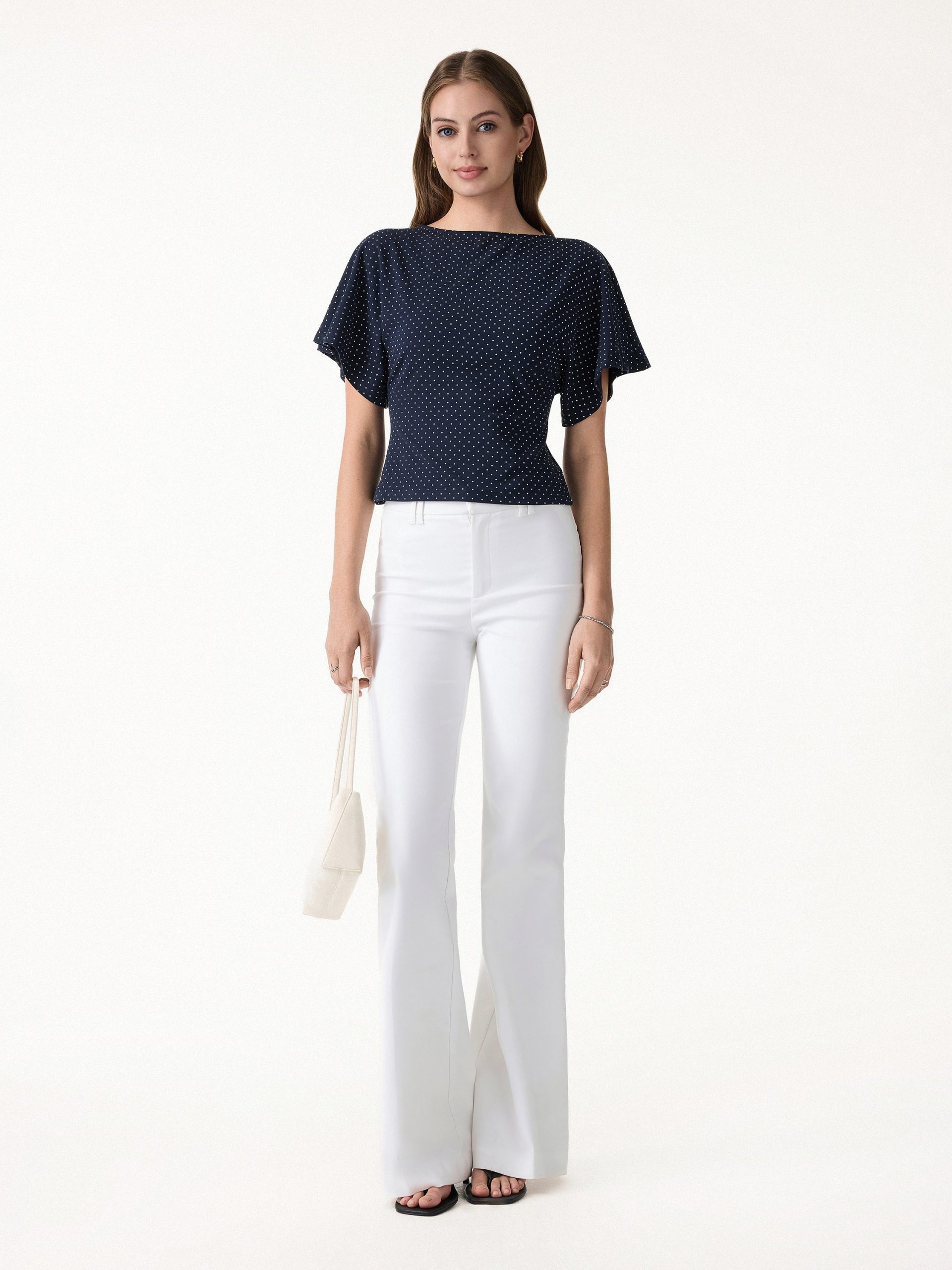 2Pcs Set Boatneck Flutter Sleeves Polka Dot Top & A-Line Flare Skirt Limited Edition - Image 8