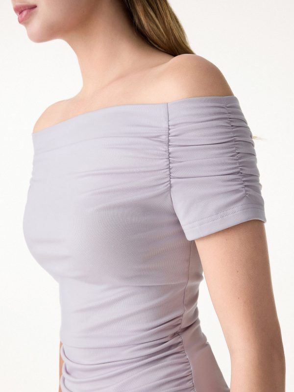 Stretch Lyocell Off-Shoulder Ruched Bra Top