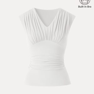 SkinKiss Cooling V-Neck Ruched Wide Shoulder Bra Tank - Image 11