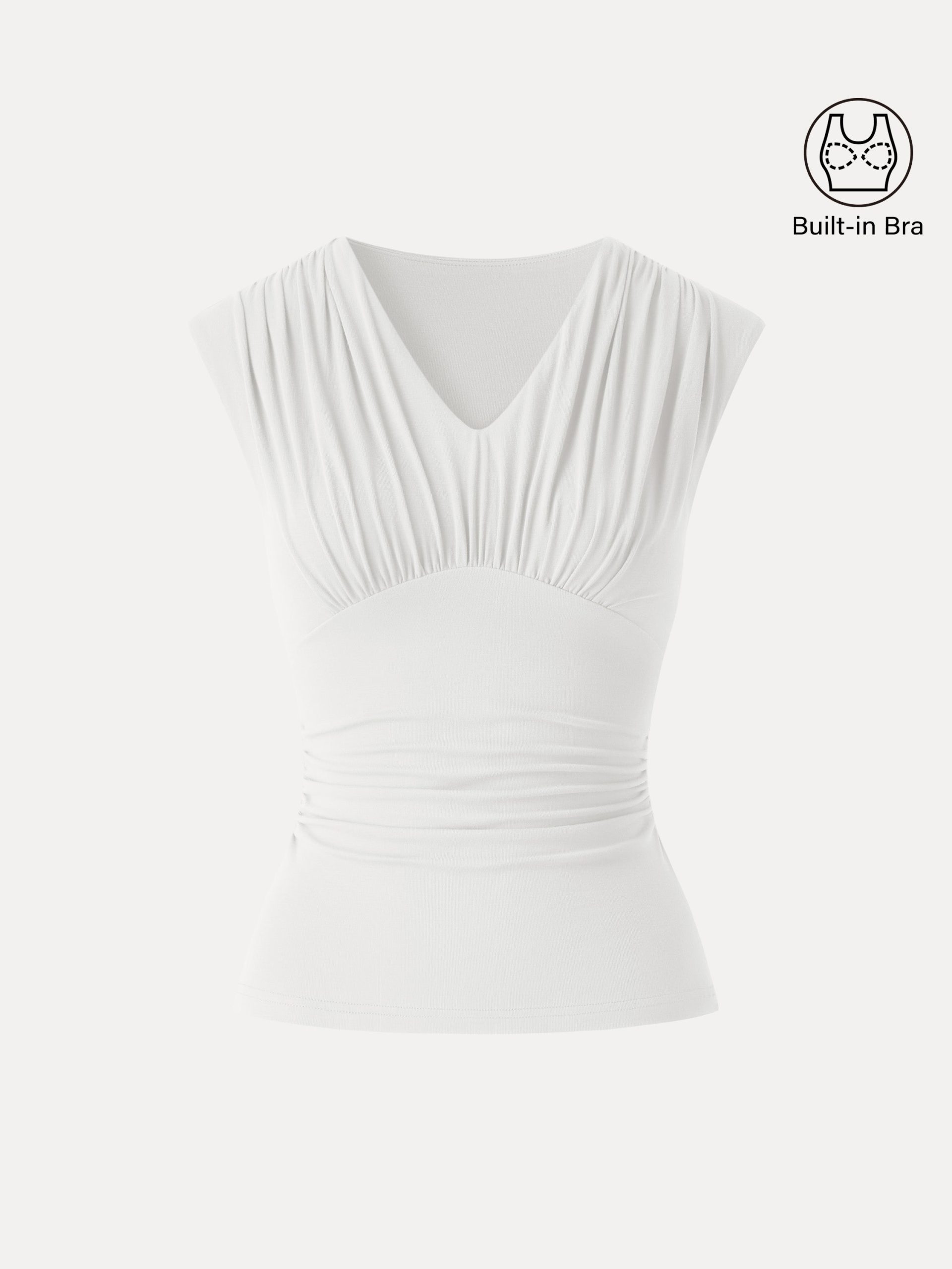SkinKiss Cooling V-Neck Ruched Wide Shoulder Bra Tank - Image 11
