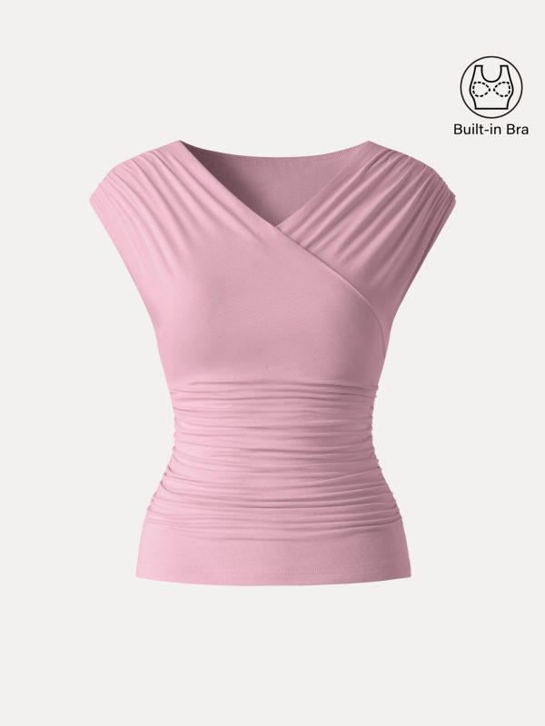 SkinKiss Surplice V-Neck Ruching Bra Top