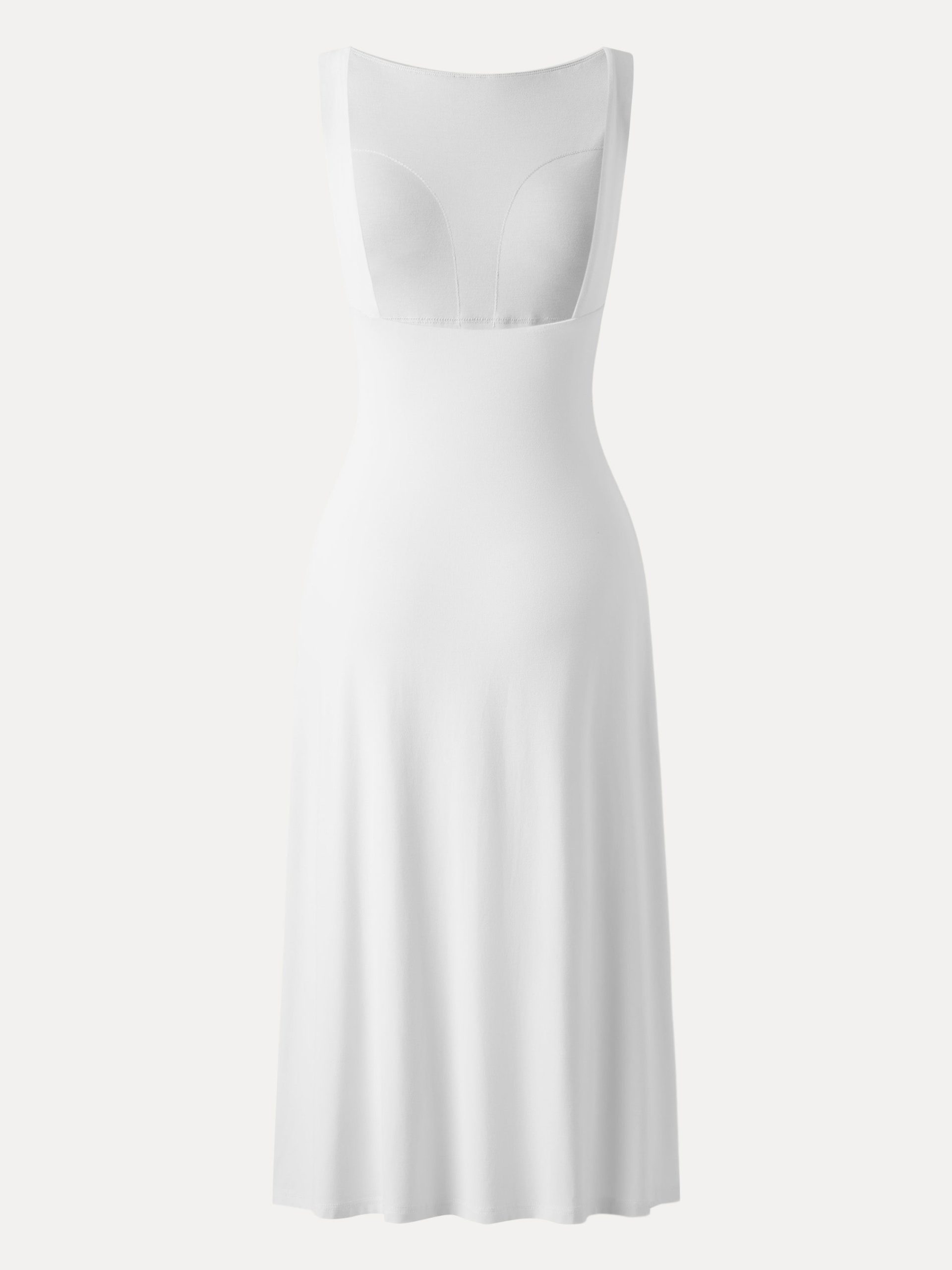 Classy Boatneck Open Back Bandless Midi Bra Dress - Image 11