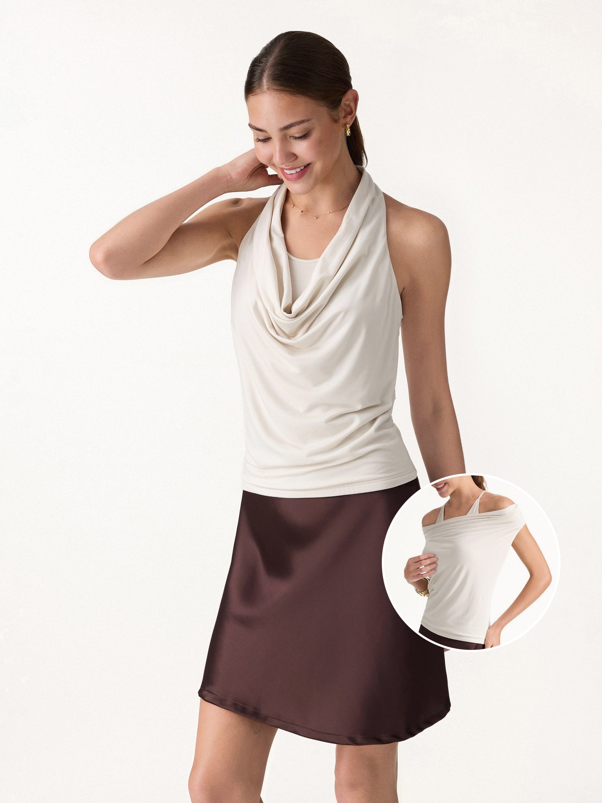 Matte Multi-Wear Cowl Neck Bra Top - Image 1