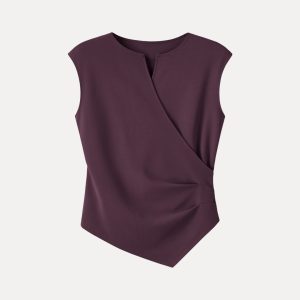 Surplice Wide Shoulder Tucked Angled Tank Top - Image 12