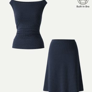 2Pcs Set Polka Dot Boatneck Bra Top & A-Line Flare Skirt Limited Edition - Image 7