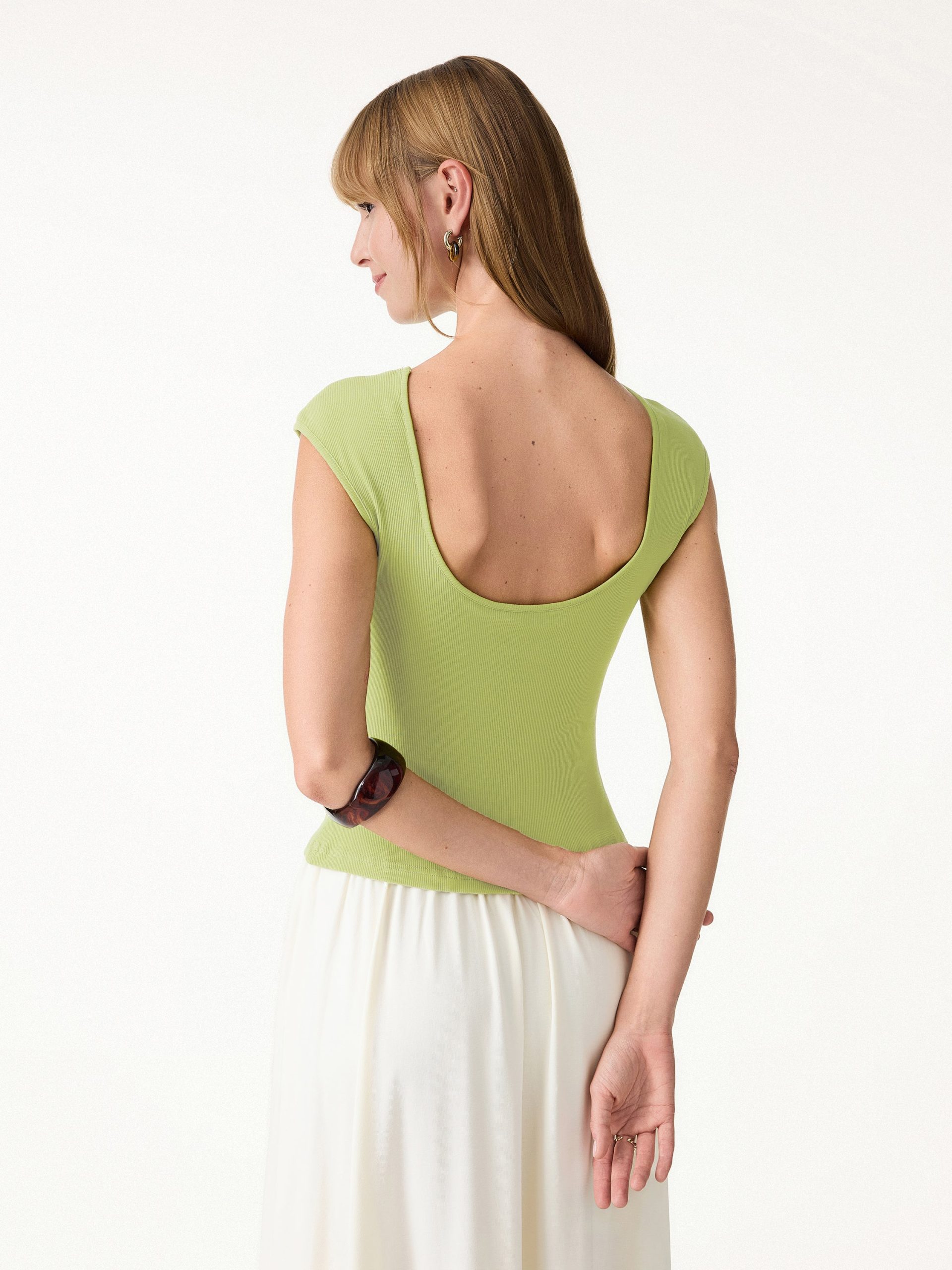 Sweat-Wicking Boatneck Open Back Bra Top - Image 4