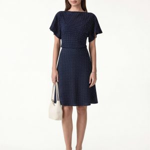2Pcs Set Boatneck Flutter Sleeves Polka Dot Top & A-Line Flare Skirt Limited Edition