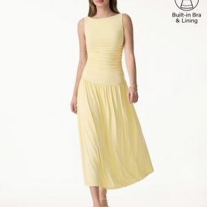 SkinKiss Cooling Boatneck Ruched Midi Bra Dress - Image 1