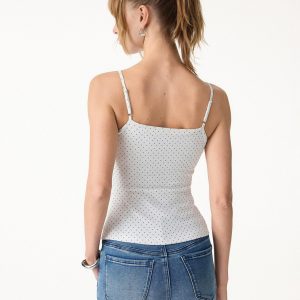 Stretch Cotton Polka Dot Adujstable Spaghetti Bra Top Limited Edition - Image 9
