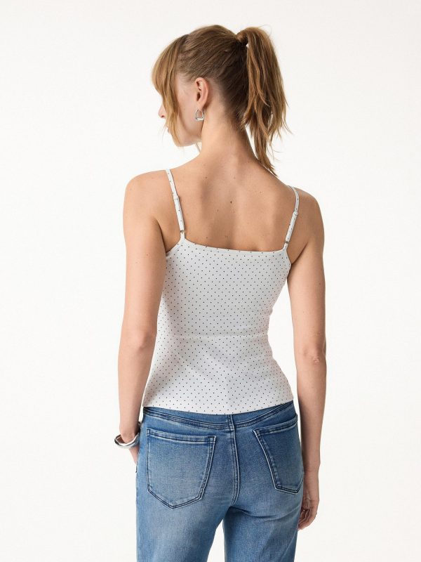 Stretch Cotton Polka Dot Adujstable Spaghetti Bra Top Limited Edition
