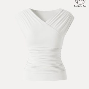 SkinKiss Surplice V-Neck Ruching Bra Top - Image 14