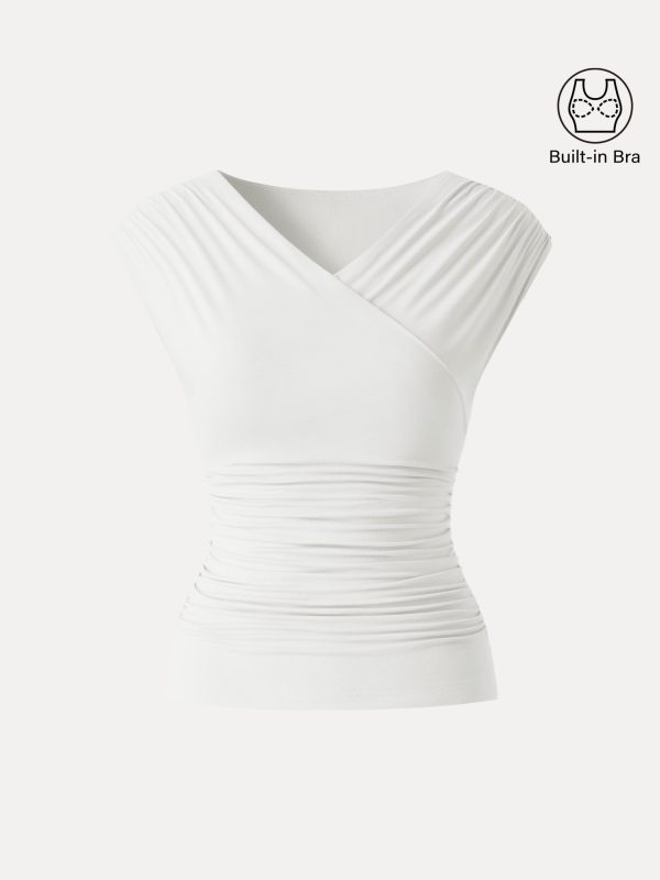 SkinKiss Surplice V-Neck Ruching Bra Top