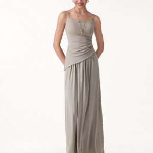 2Pcs Set Spaghetti Bra Top with Side Slit & A-Line Maxi Skirt with Pockets - Image 1
