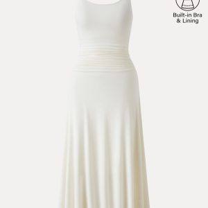 Cooling Lyocell Adjustable Spaghetti Strap Ruched Maxi Bra Dress - Image 11