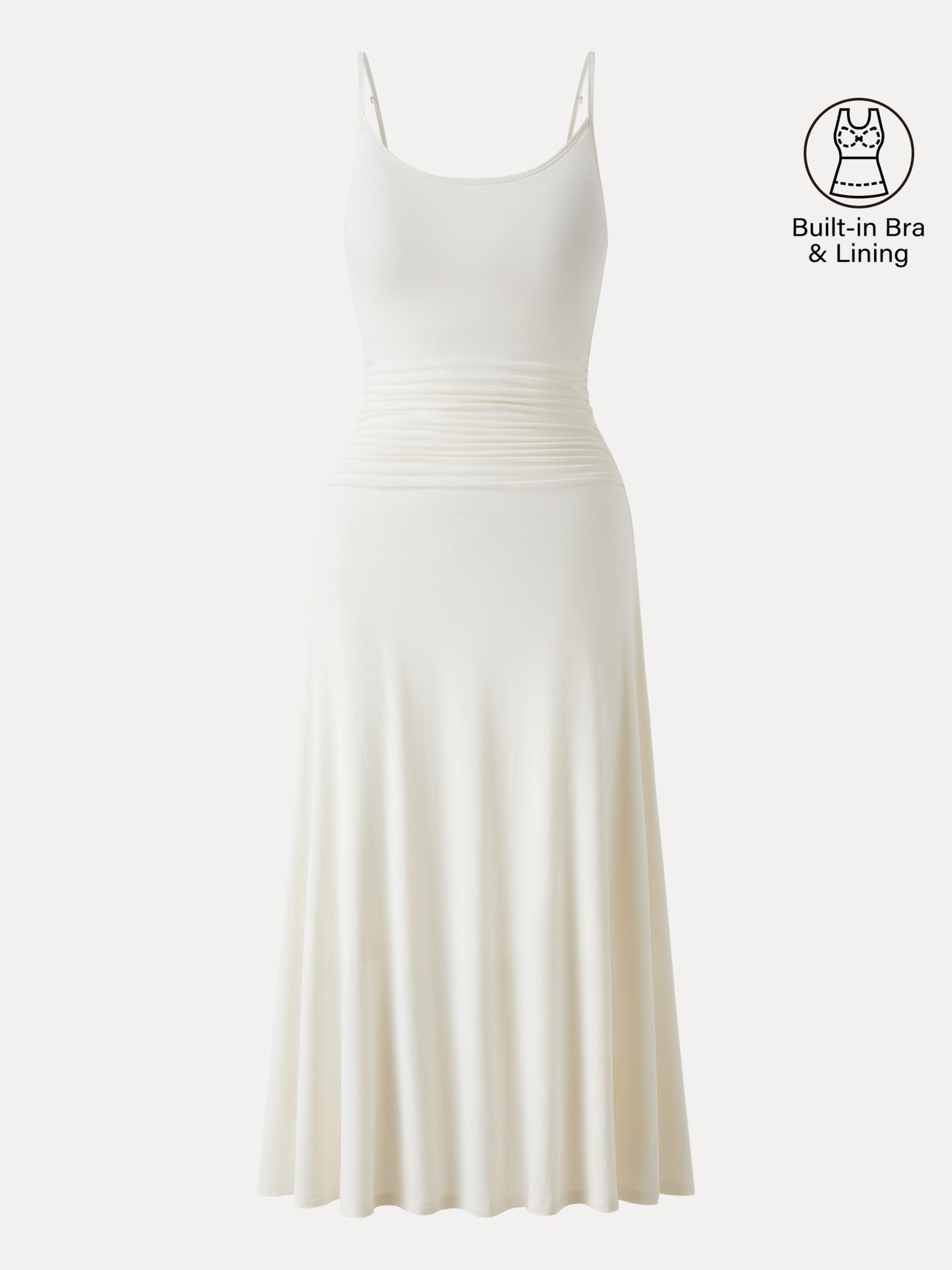 Cooling Lyocell Adjustable Spaghetti Strap Ruched Maxi Bra Dress - Image 11