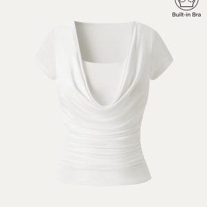 Smoothing Cowl Neck Ruched Bra Top - Image 11