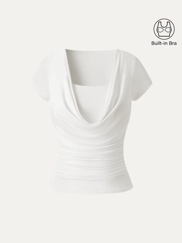 Smoothing Cowl Neck Ruched Bra Top
