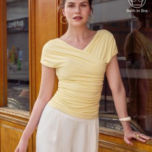 SkinKiss Surplice V-Neck Ruching Bra Top - Image 1
