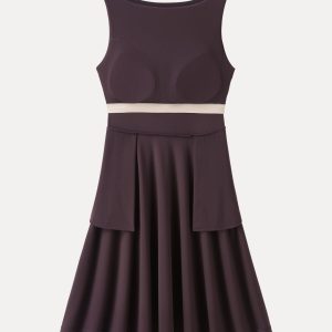 Stretchy Boatneck Fit-and-Flare Mini Bra Dress with Pockets - Image 10