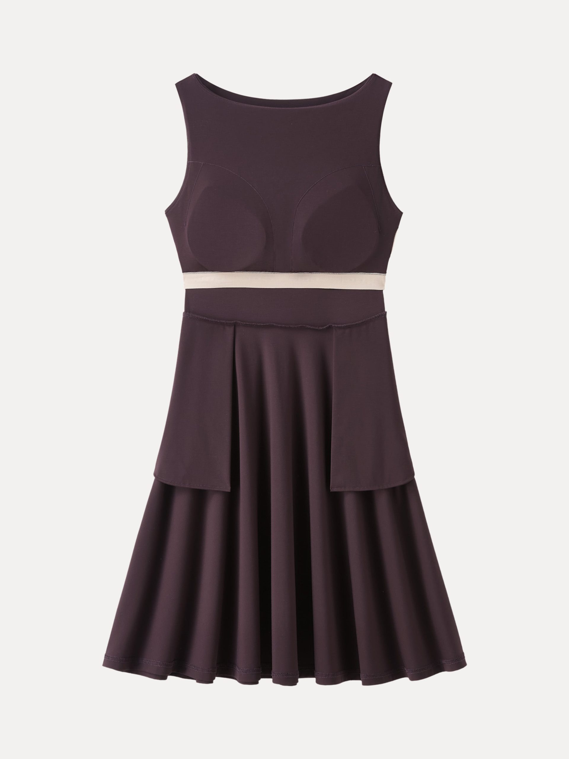Stretchy Boatneck Fit-and-Flare Mini Bra Dress with Pockets - Image 10