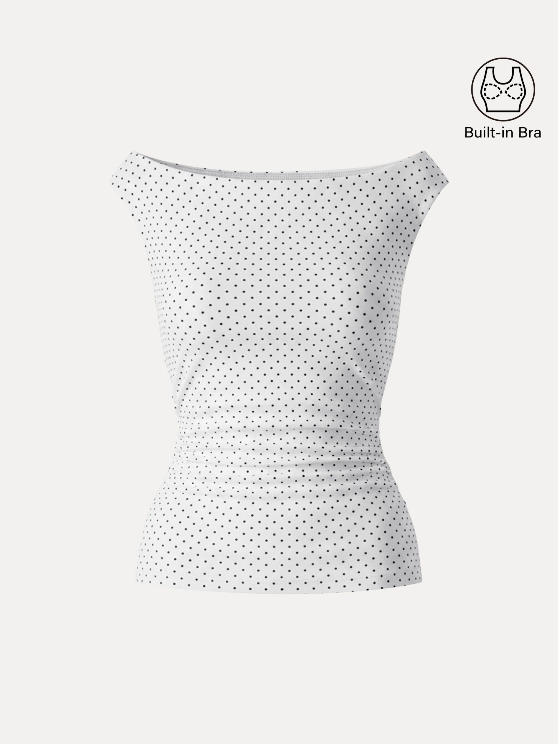 Stretch Cotton Polka Dot Boatneck Ruched Bra Top Limited Edition - Image 17