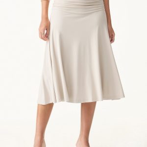 Flowy Side Ruched A-line Midi Skirt - Image 5