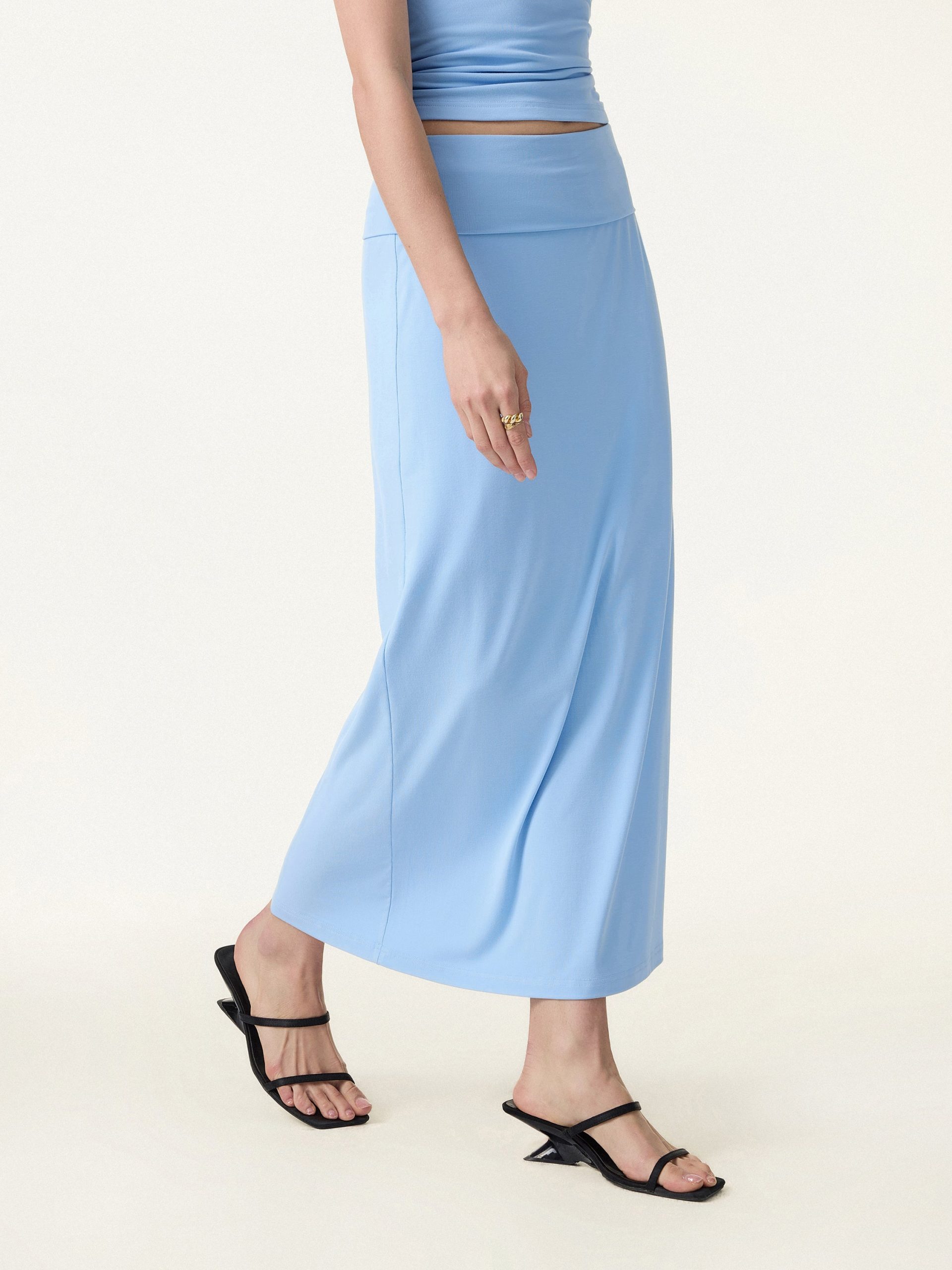 SkinKiss Cooling Fold-Down Waistband Midi Column Skirt - Image 1