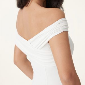 Flowy Criss Cross Off-shoulder Midi Bra Dress - Image 2
