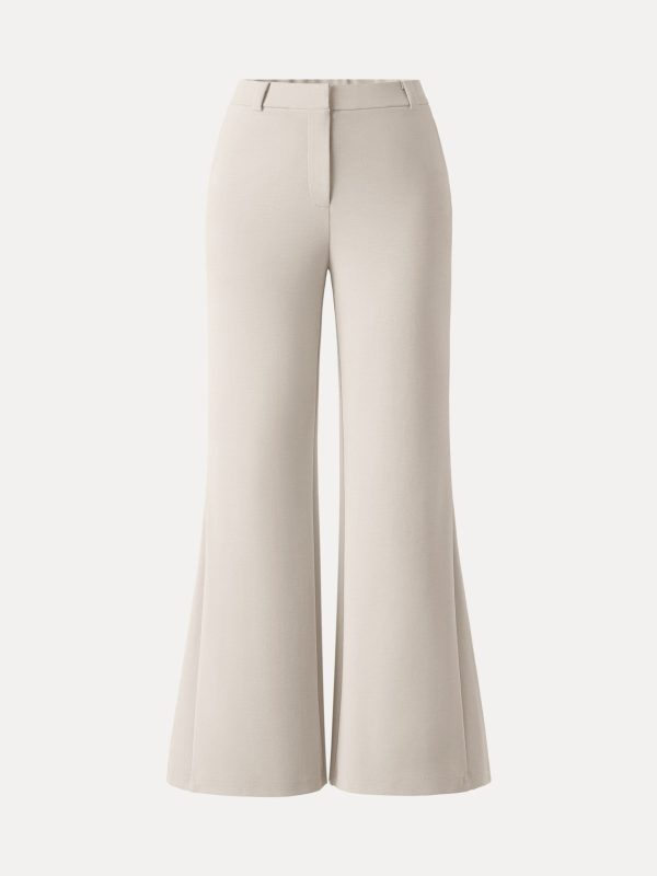 Wrinkle-Resistant High Rise Flared Trousers with Pockets