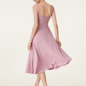 Square Neck Flowy New Airy Bra Midi Dress - Image 8