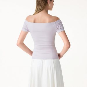 Stretch Lyocell Off-Shoulder Ruched Bra Top - Image 8