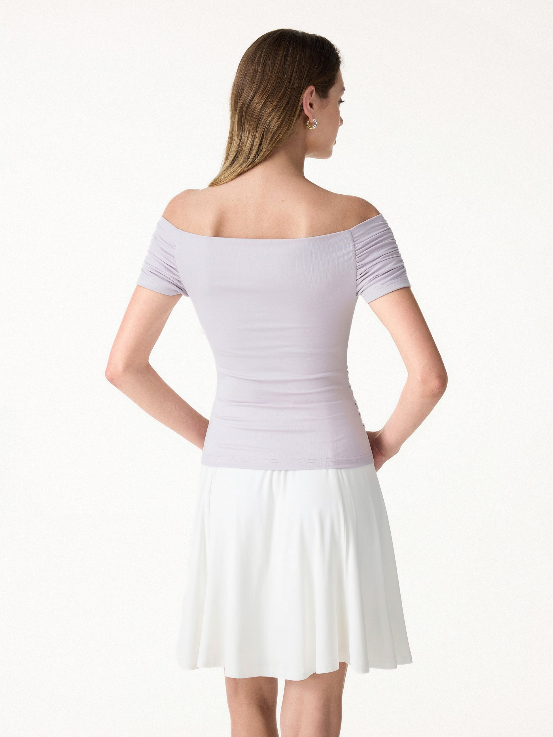 Stretch Lyocell Off-Shoulder Ruched Bra Top - Image 8