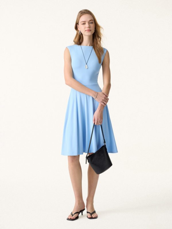 SkinKiss Boatneck Wide Shoulder Bra Dress with Pockets