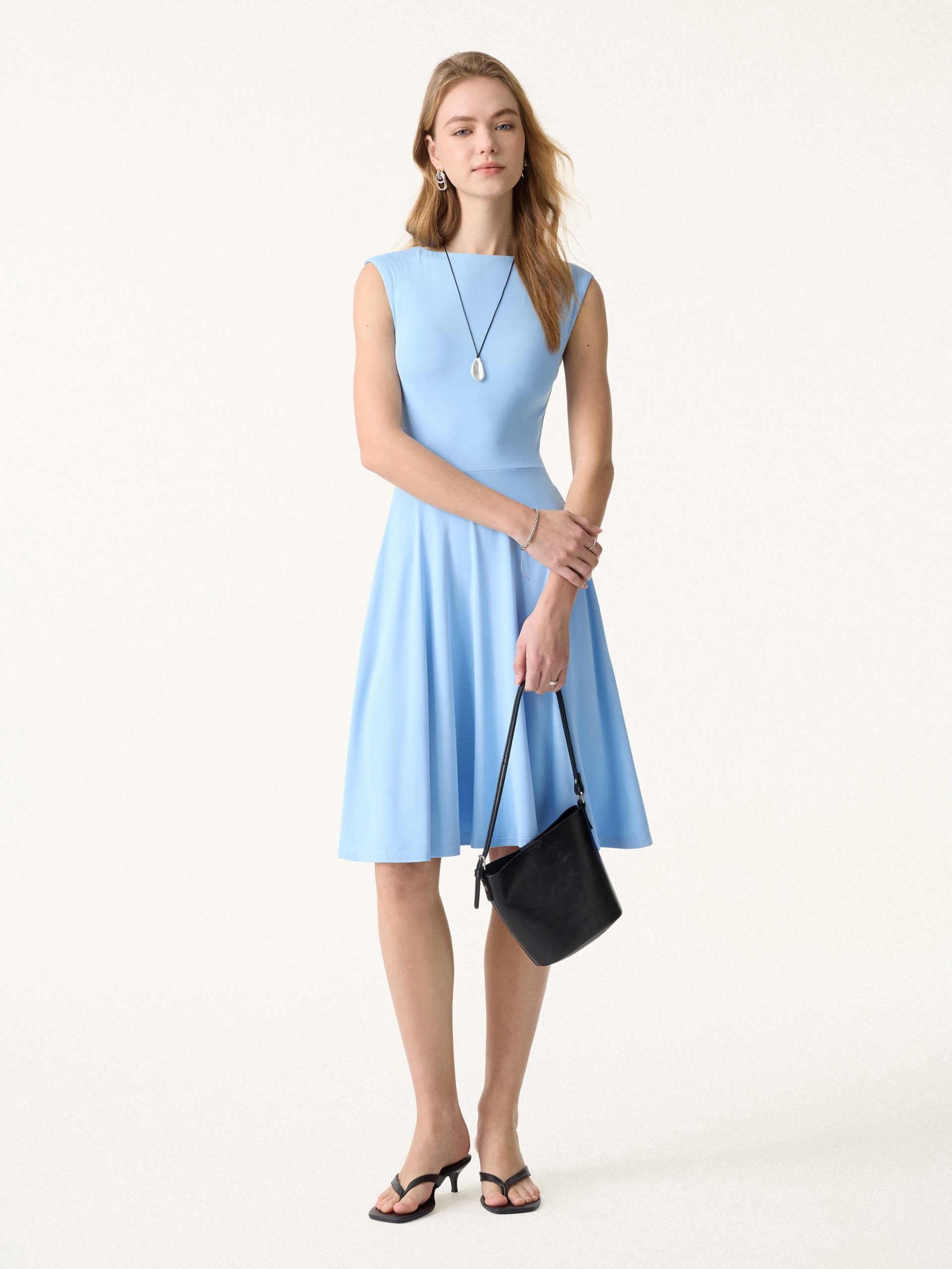 SkinKiss Boatneck Wide Shoulder Bra Dress with Pockets - Image 5