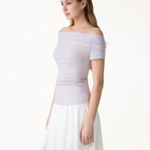 Stretch Lyocell Off-Shoulder Ruched Bra Top - Image 5
