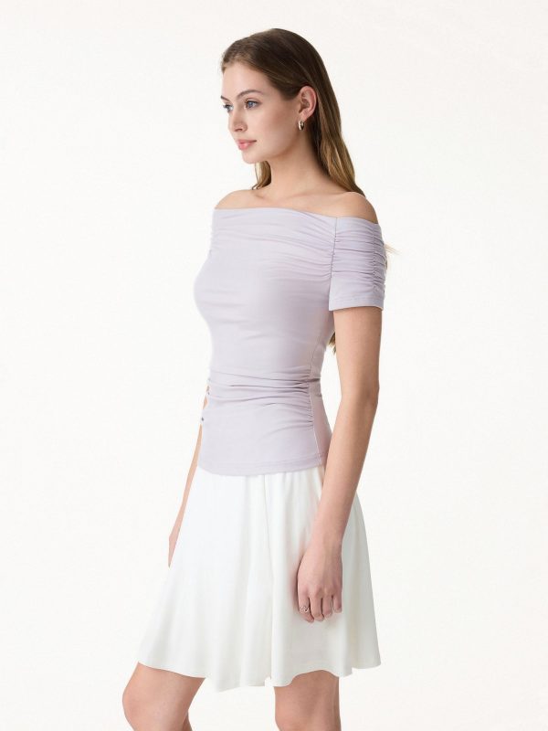 Stretch Lyocell Off-Shoulder Ruched Bra Top