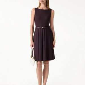 Stretchy Boatneck Fit-and-Flare Mini Bra Dress with Pockets - Image 2