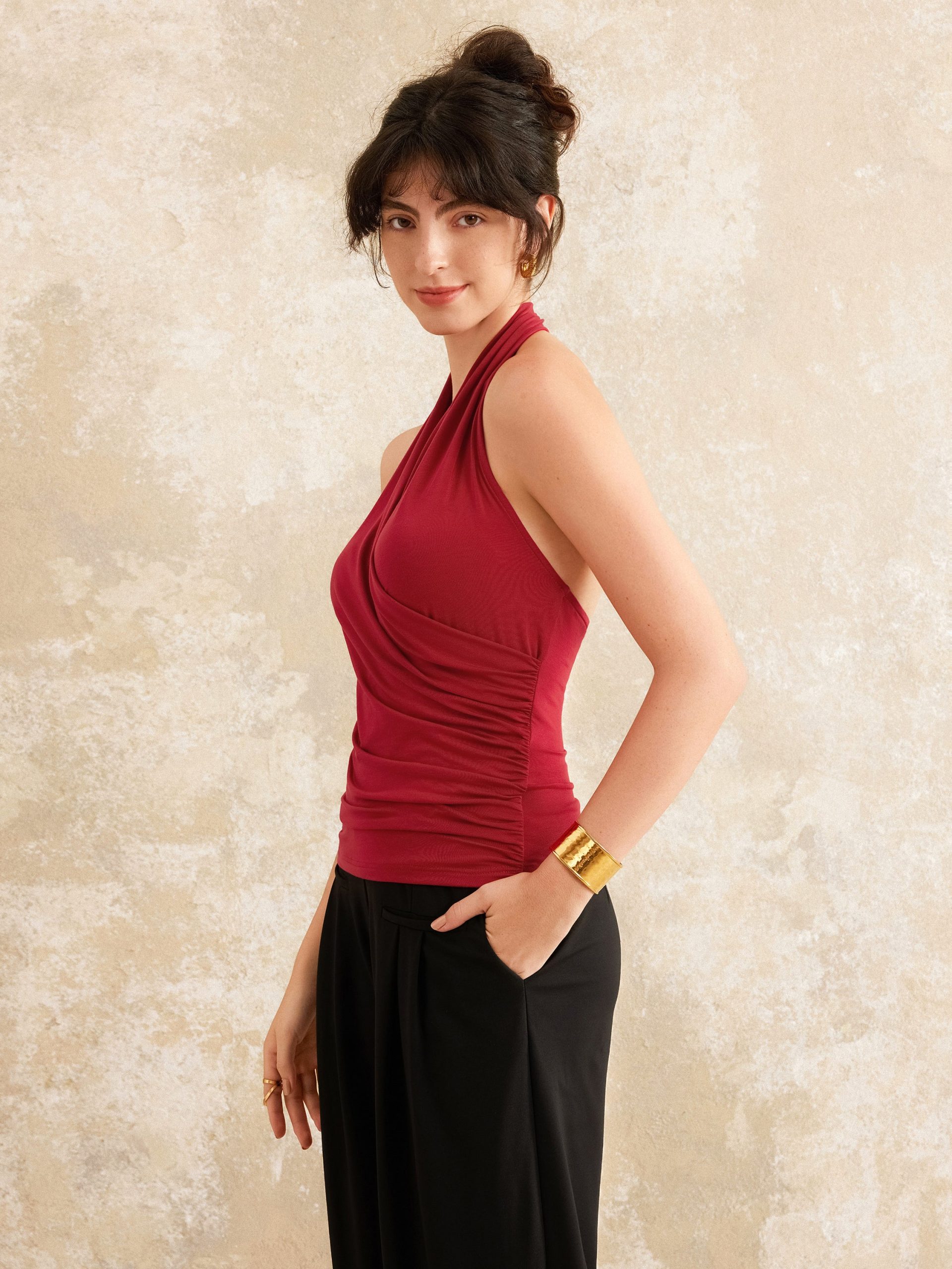 Buttery Smooth Surplice Halter Neck Sculpt Tank - Image 6