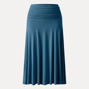 Flowy Side Ruched A-line Midi Skirt - Image 15