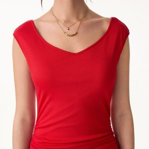 Cooling Lyocell V-Neck Ruched Midi Bra Dress - Image 5