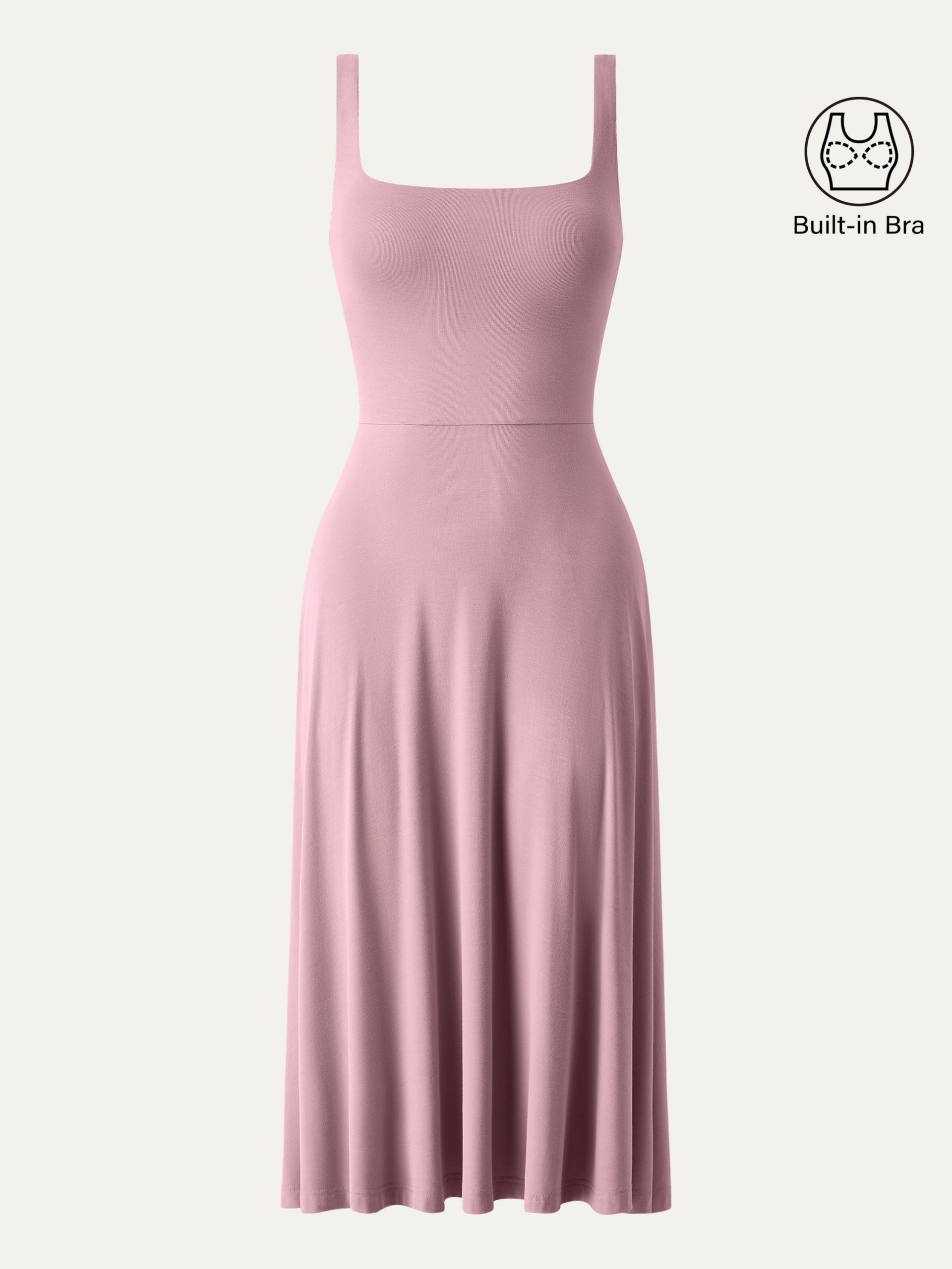 Square Neck Flowy New Airy Bra Midi Dress - Image 4