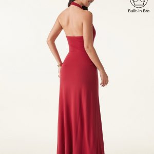 Stunning Cowl Neck Flared Maxi Bra Dress - Image 2