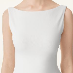 Classy Boatneck Open Back Bandless Midi Bra Dress - Image 6
