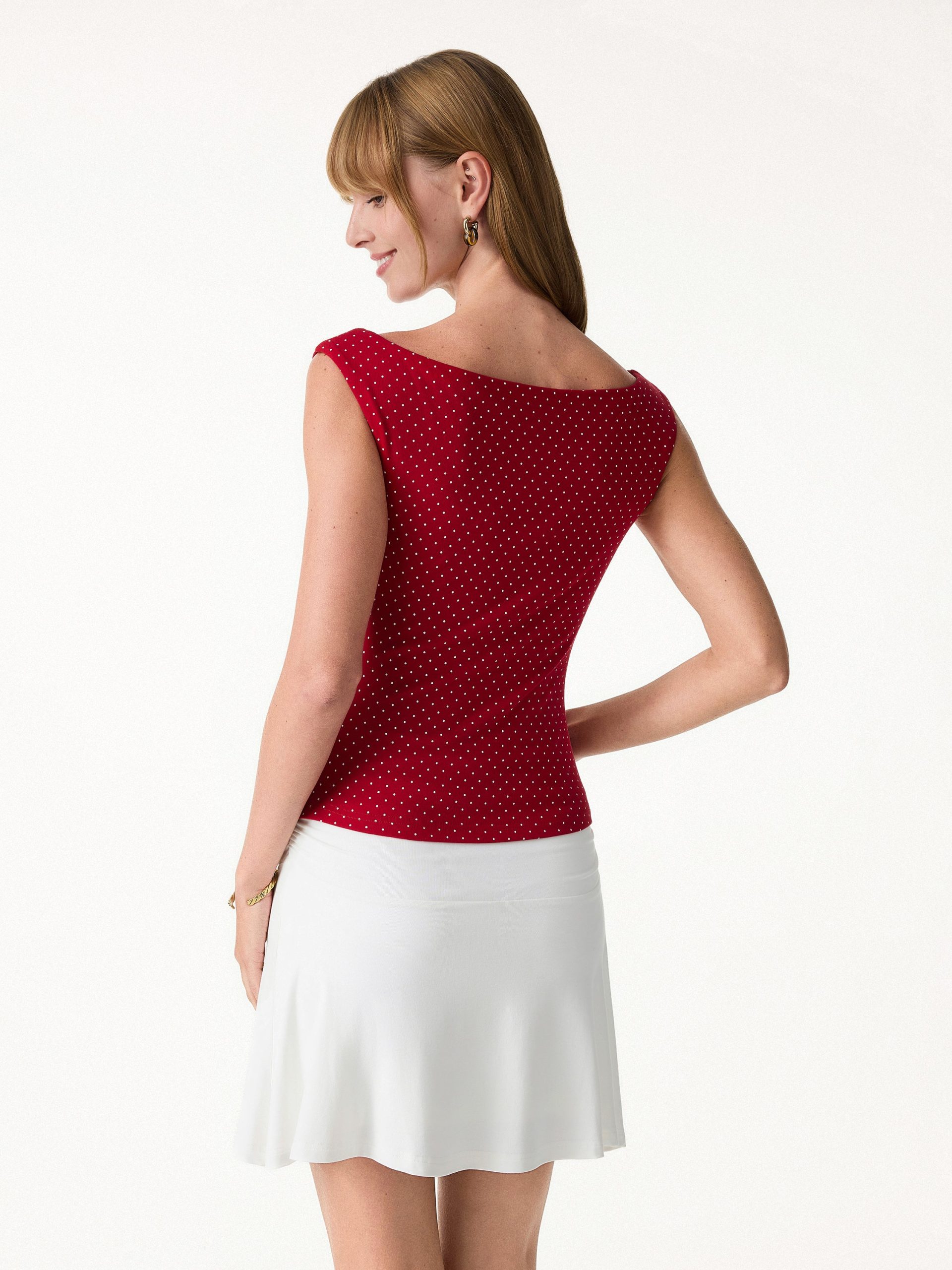 2Pcs Set Polka Dot Boatneck Bra Top & A-Line Flare Skirt Limited Edition - Image 13