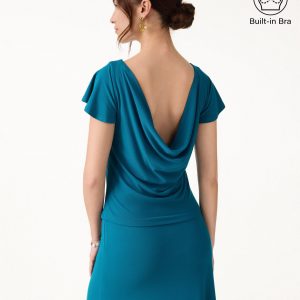 SkinKiss Boatneck Cowl Back Flutter Sleeve Bra Top - Image 4