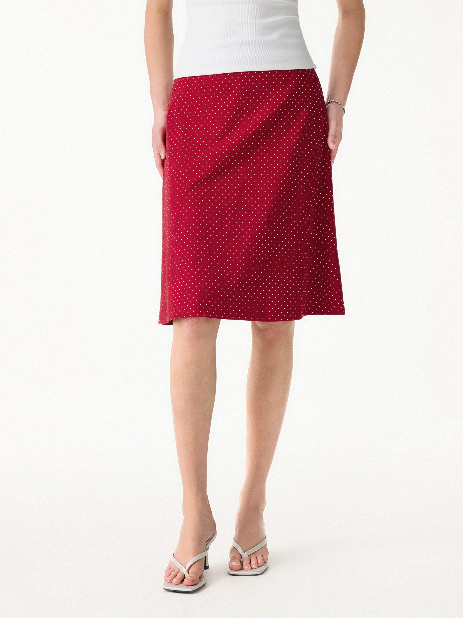 Stretch Cotton Polka Dot A-Line Flare Skirt Limited Edition - Image 3